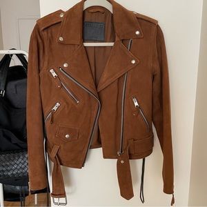 AllSaints Suede Leather Biker Jacket